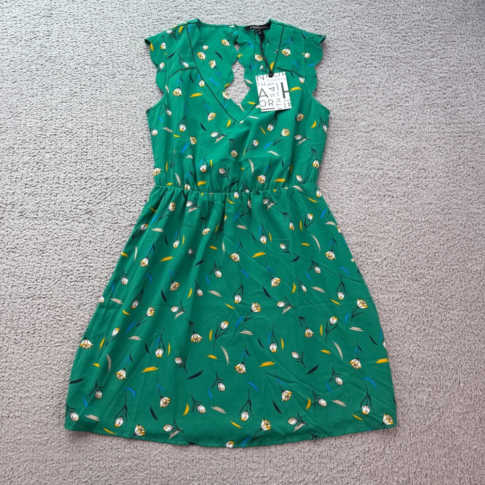 41 Hawthorn Green Floral Tulip Scalloped Fit & Flare Dress S Petite WGW70283-PE